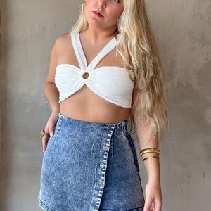 White Women’s Silky Crop Top